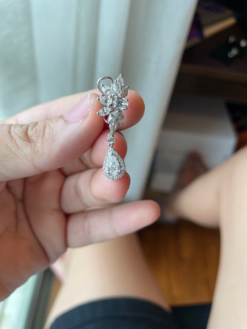 Gold diamond outlet dangle earrings
