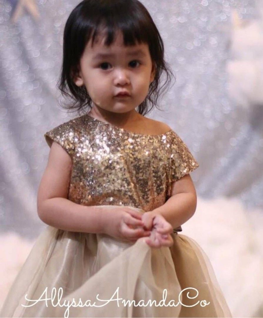 gold dress 18 months Gold Sequin One Shoulder Dress main image 1