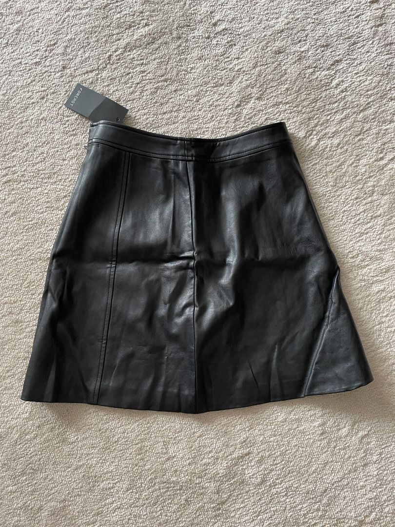 Black leather a line sale skirt uk