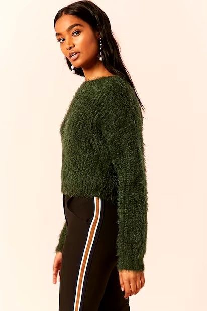 Forever 21 Fuzzy Ribbed Knit Sweater Women s Fashion Tops