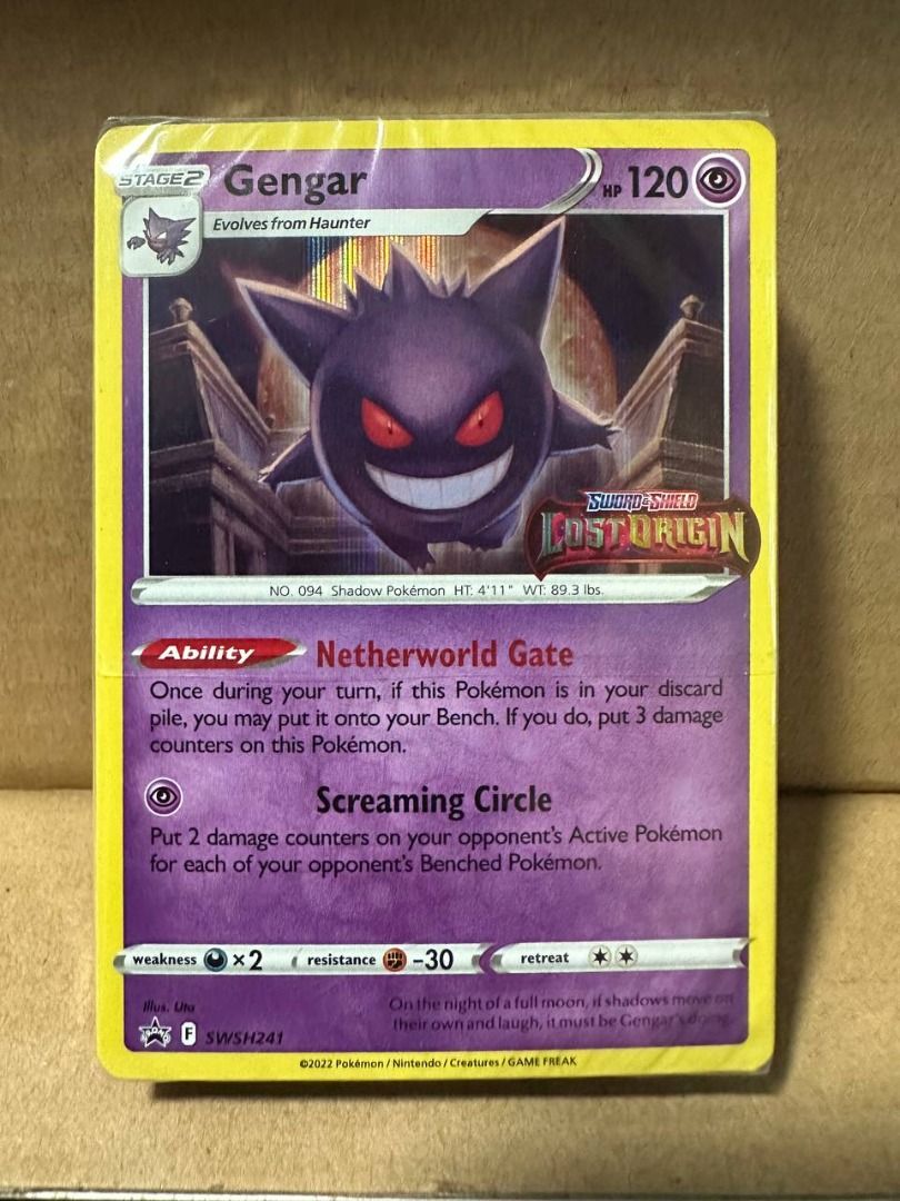 gengar pokemon card lost origin TG06/TG30 Trainer Gallery Holo Sword & Shield  Great American Sports Cards proof acrylic case and featuring a striking image of the captivating character Gengar | Lost Origin |
