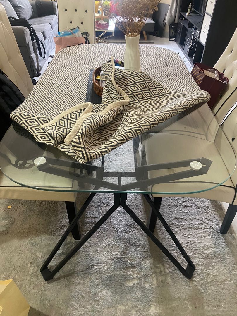 Strut teak glass top table 70 deals