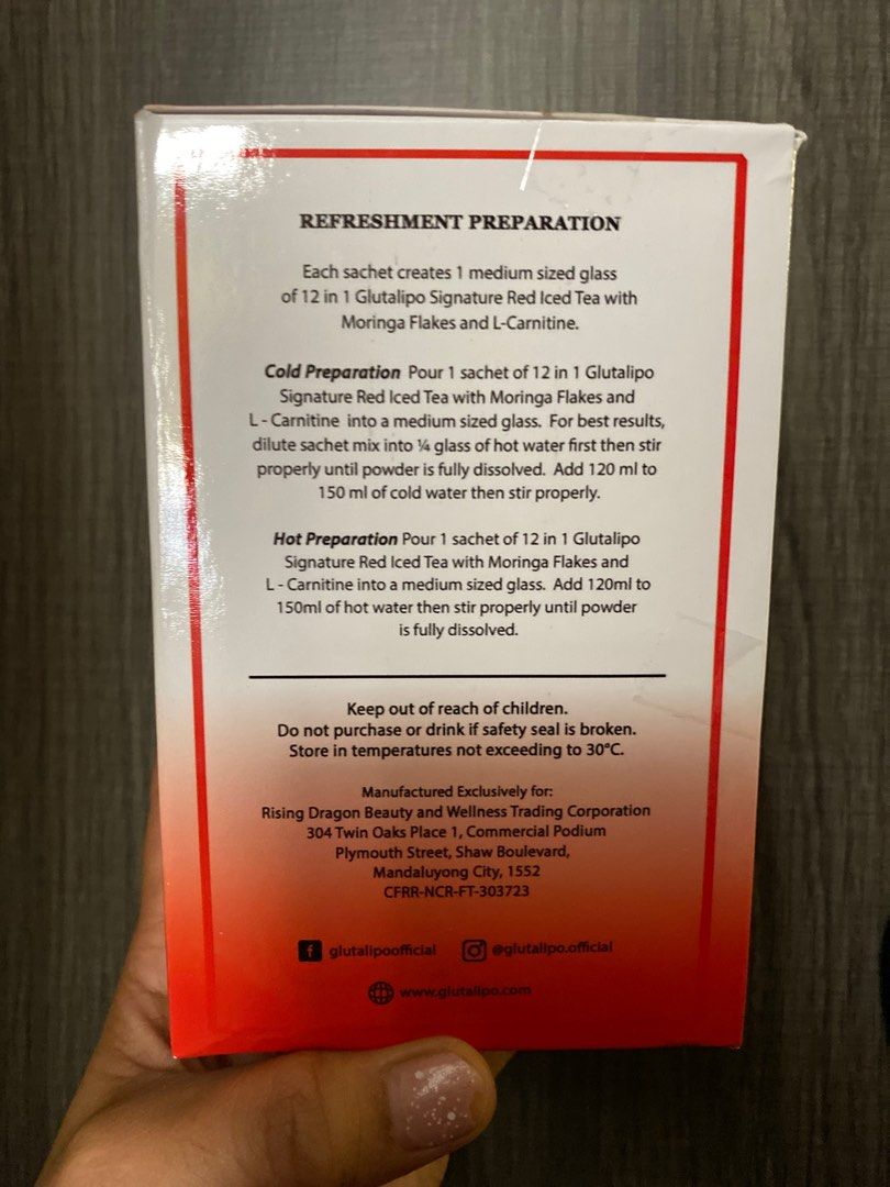 Gluta Lipo Red Ice Tea, Food & Drinks, Beverages on Carousell