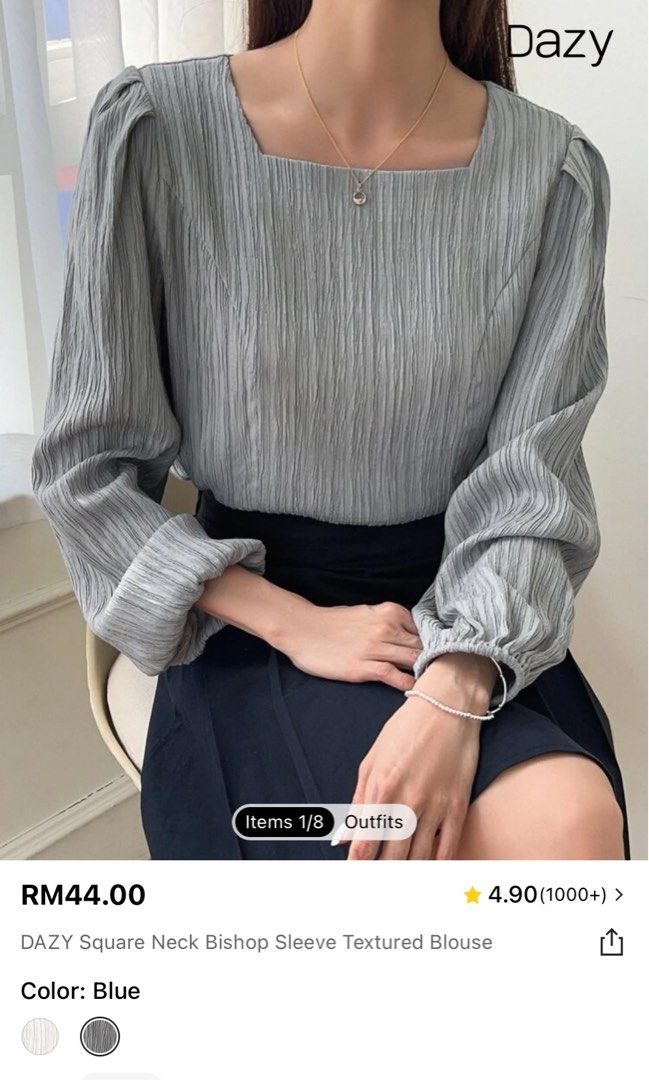 Grey long sleeve flowy blouse