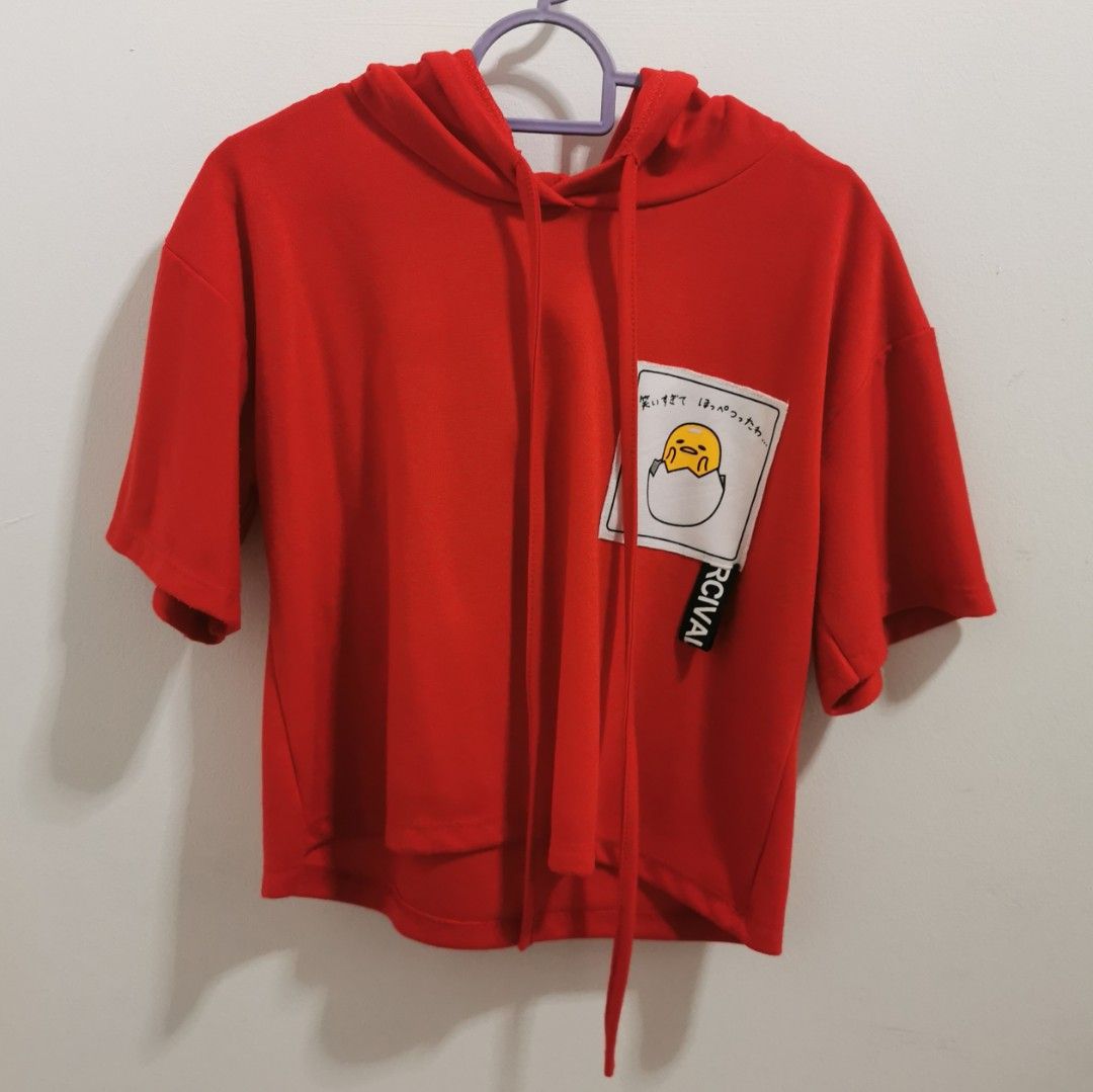 Red short hotsell sleeve hoodie