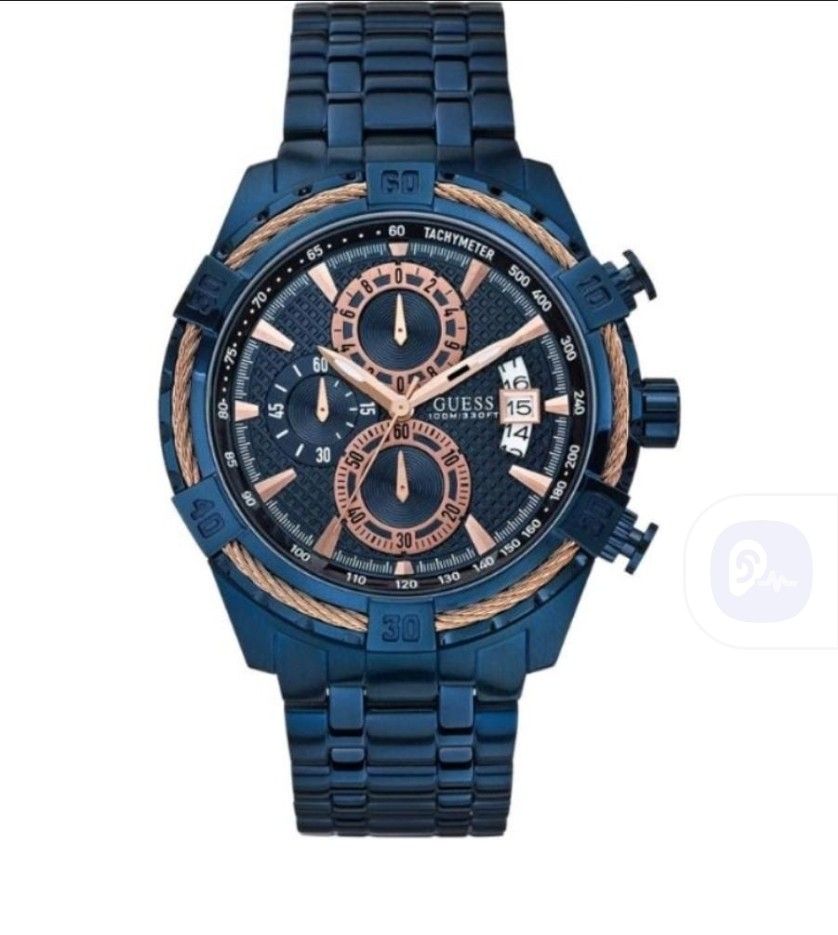 Guess blue online metal watch