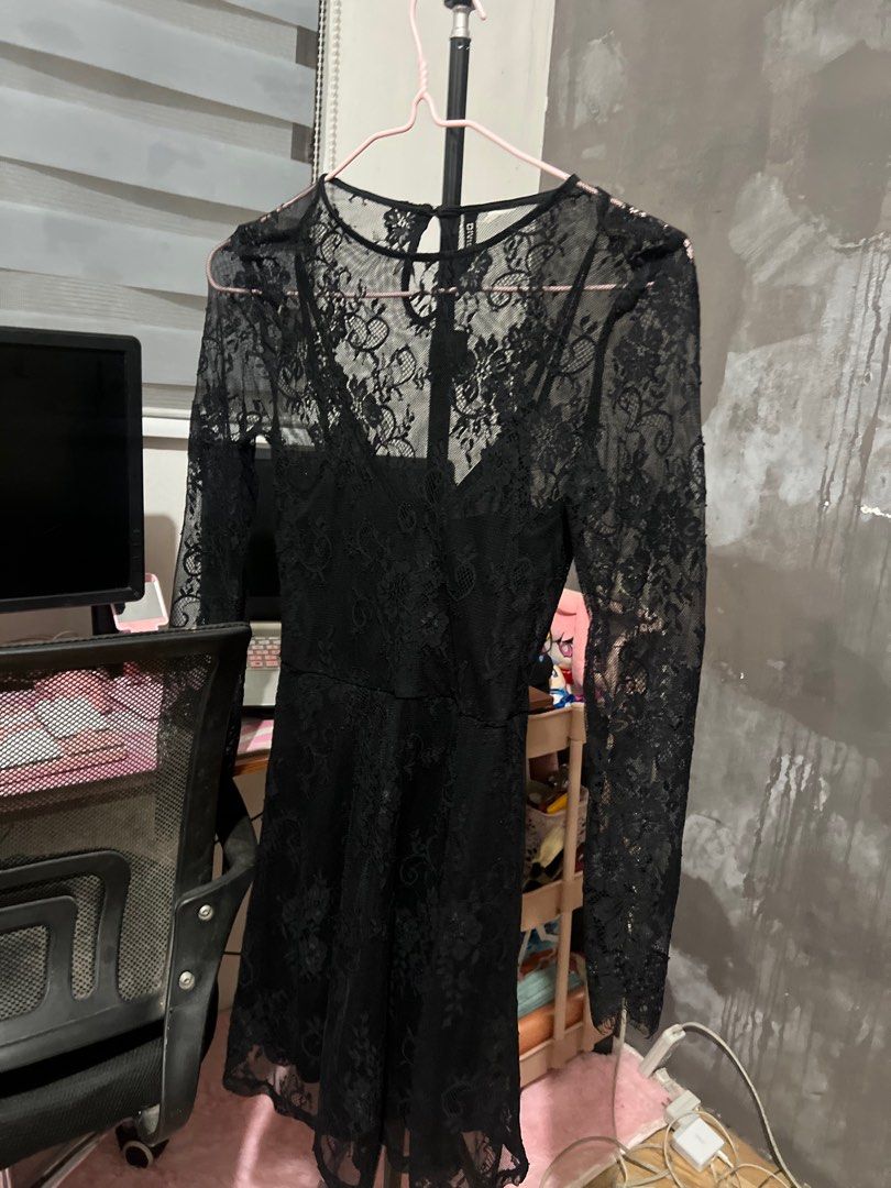 H M See through Black dress Women s Fashion Dresses Sets