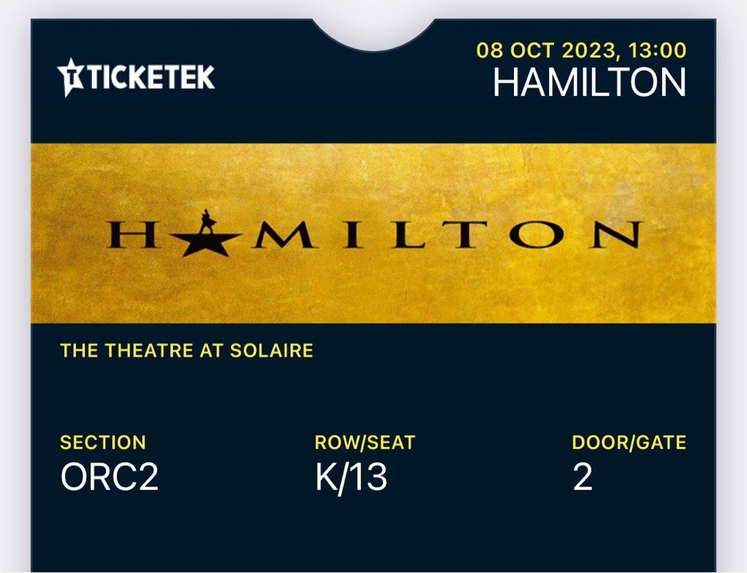 Hamilton ticketek 2025