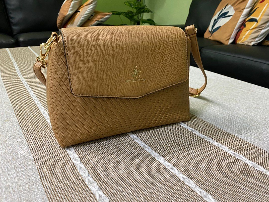 Handbag British Polo Beg Tangan Beige Blue Maroon
