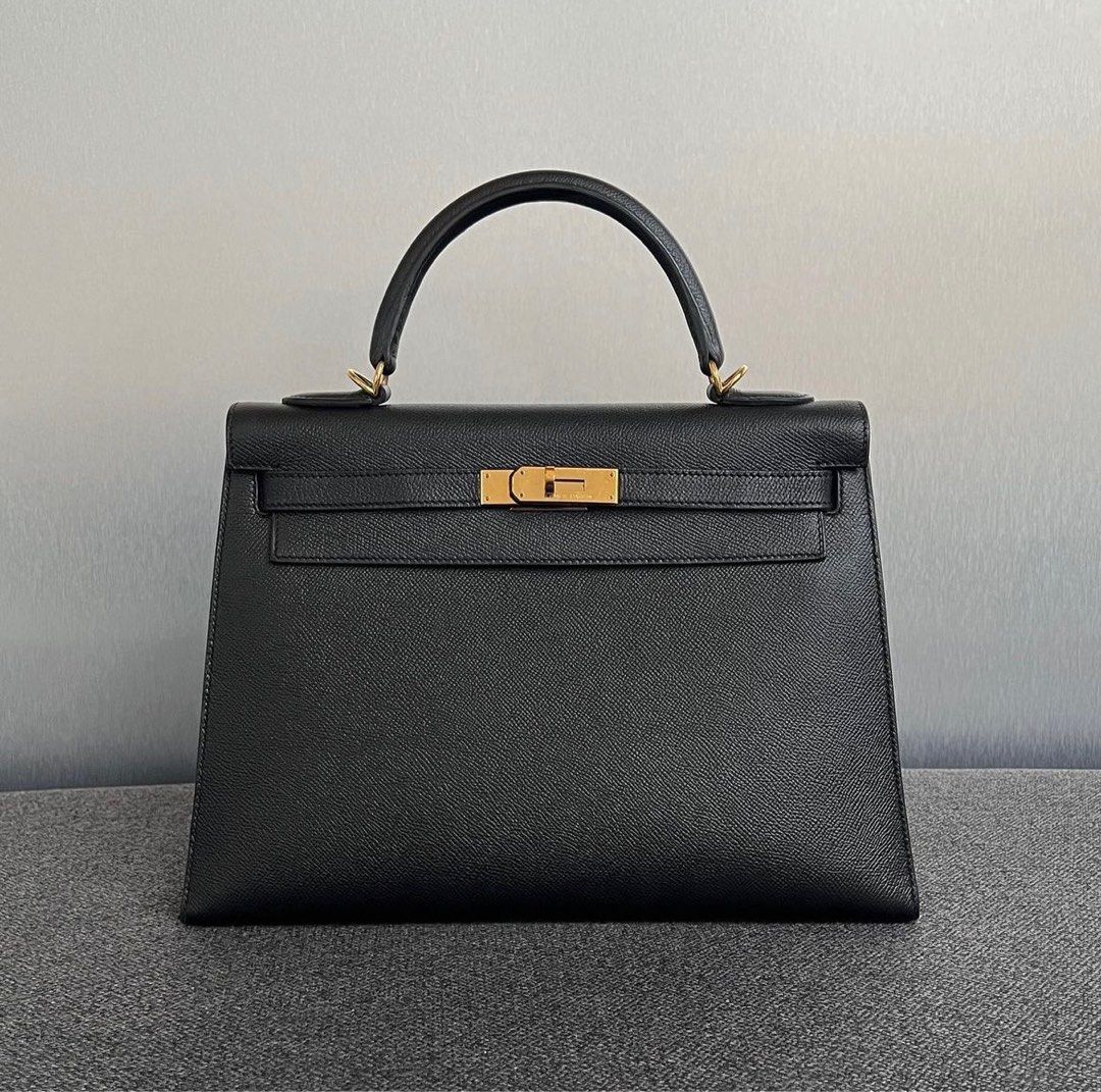 Hermes Kelly 32 Epsom Black Square O GHW, Luxury, Bags & Wallets on  Carousell