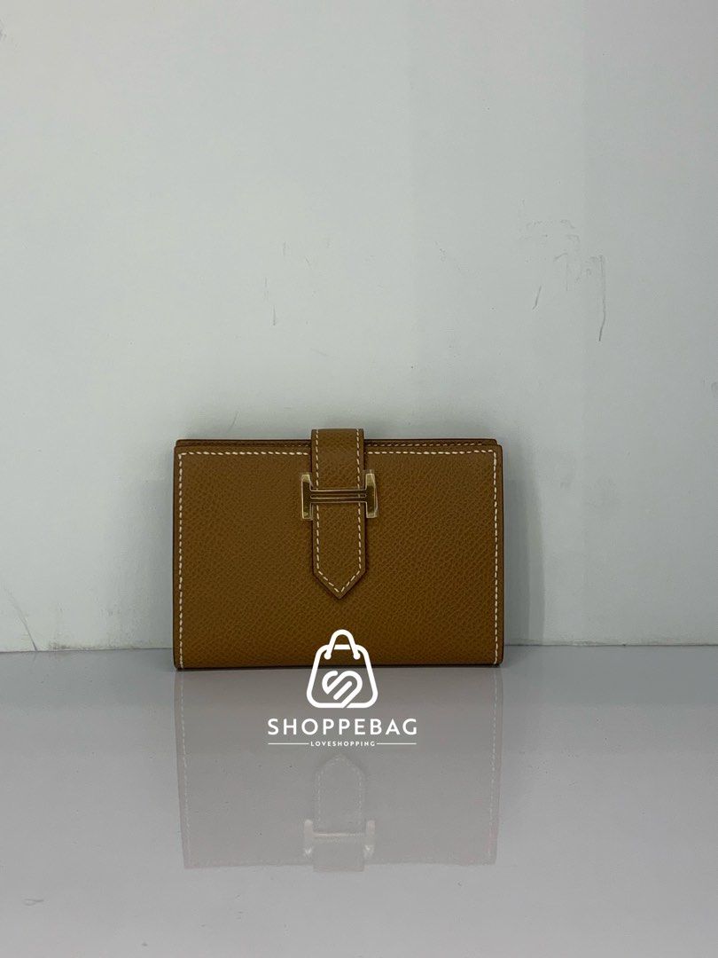 Hermes Calvi Cardholder Epsom Etoupe SHW Stamp U