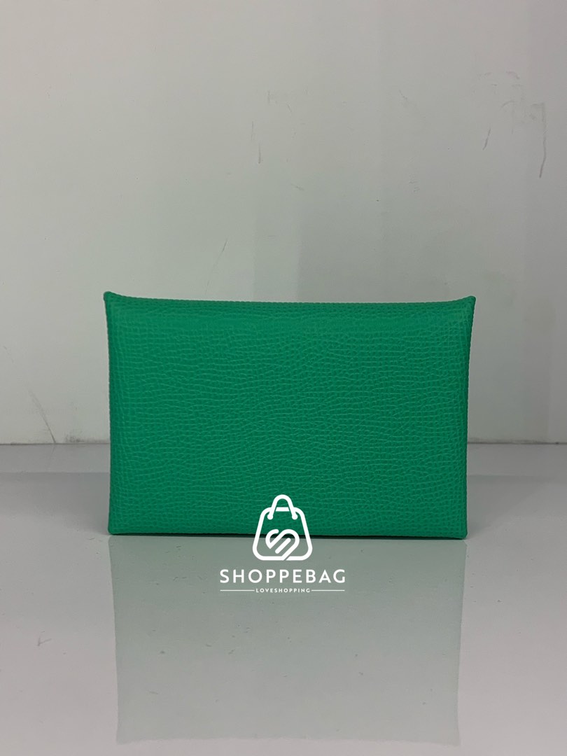 Replica Hermes Calvi Card Holder In Green Epsom Leather