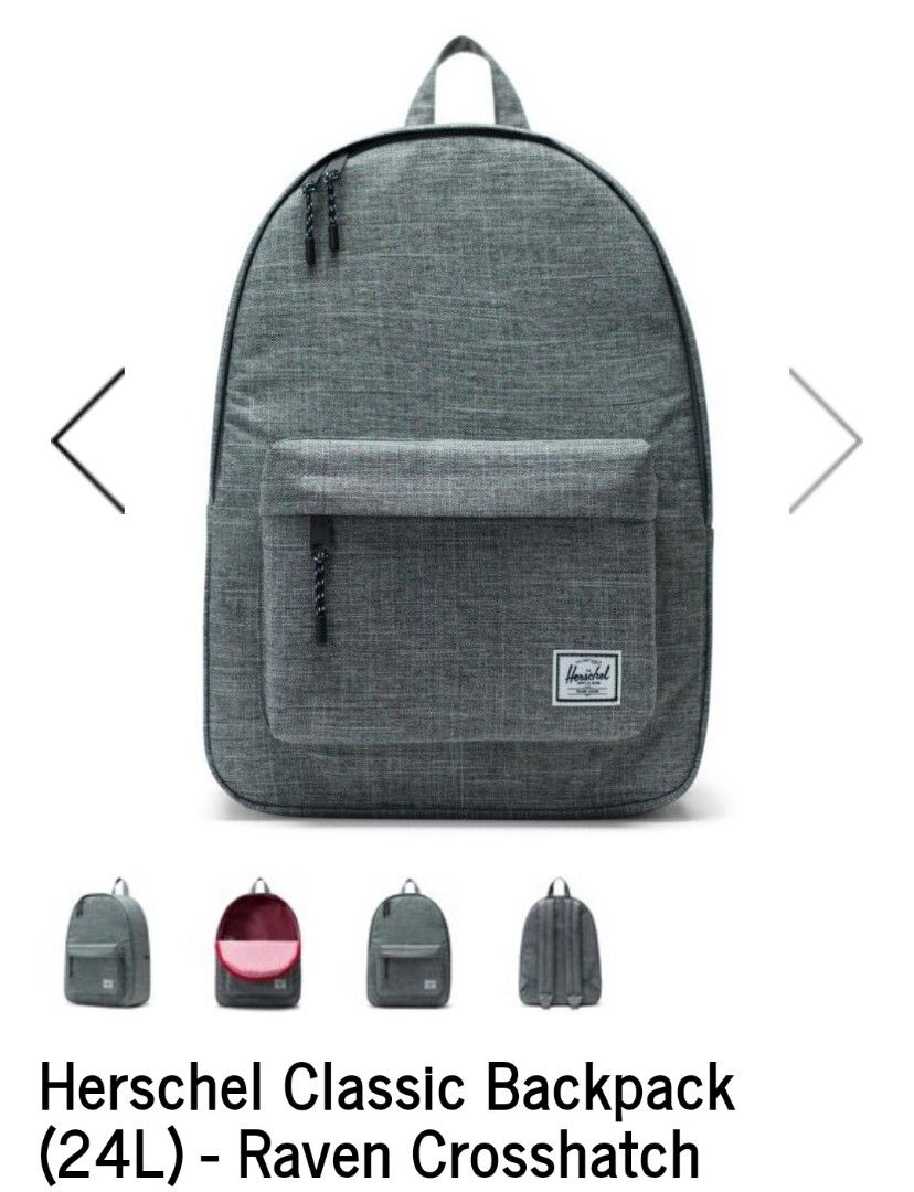 Herschel Classic Backpack Raven Crosshatch Men s Fashion Bags Backpacks on Carousell