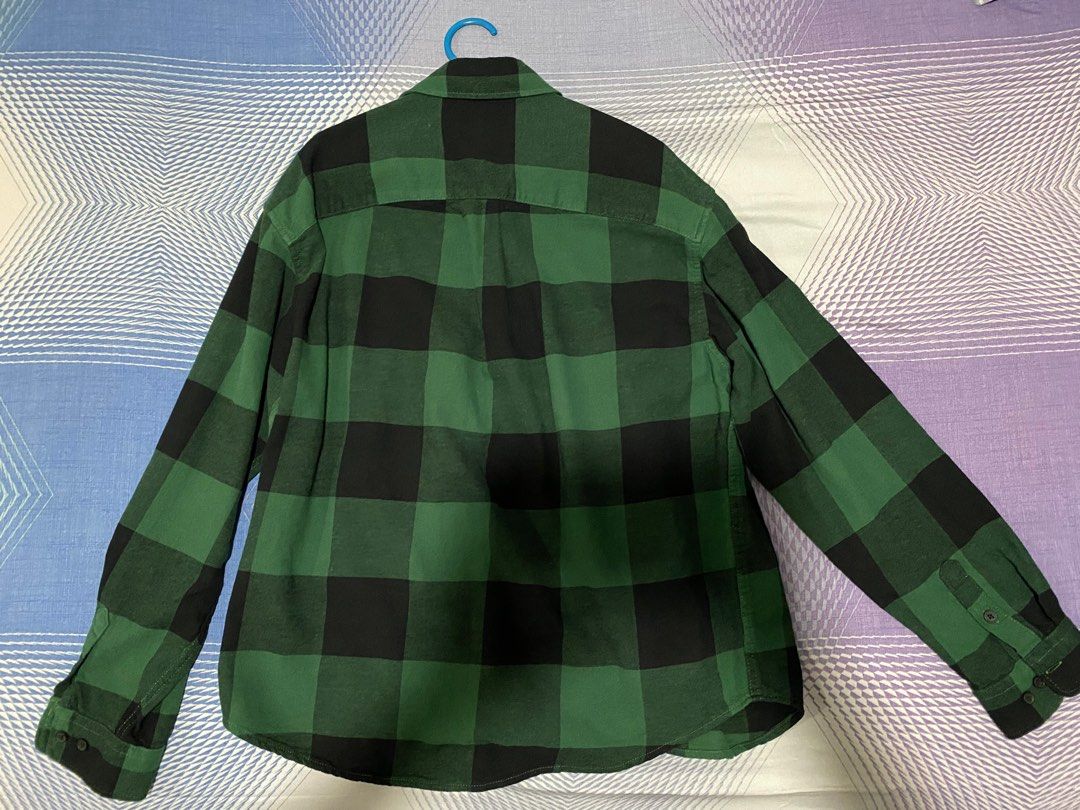 H M Relaxed Fit Flannel Green Men s Fashion Tops Sets