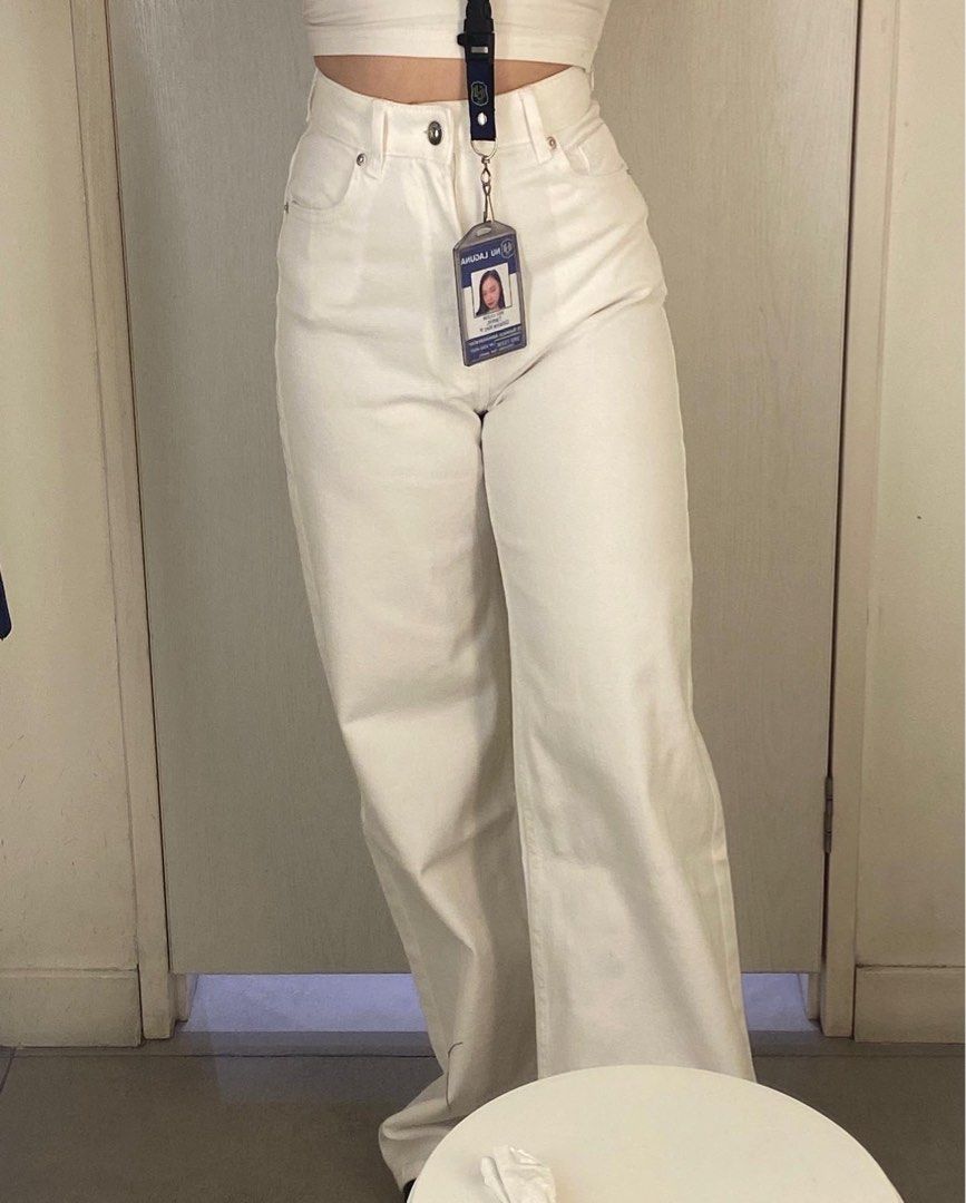 H&m white on sale wide leg jeans