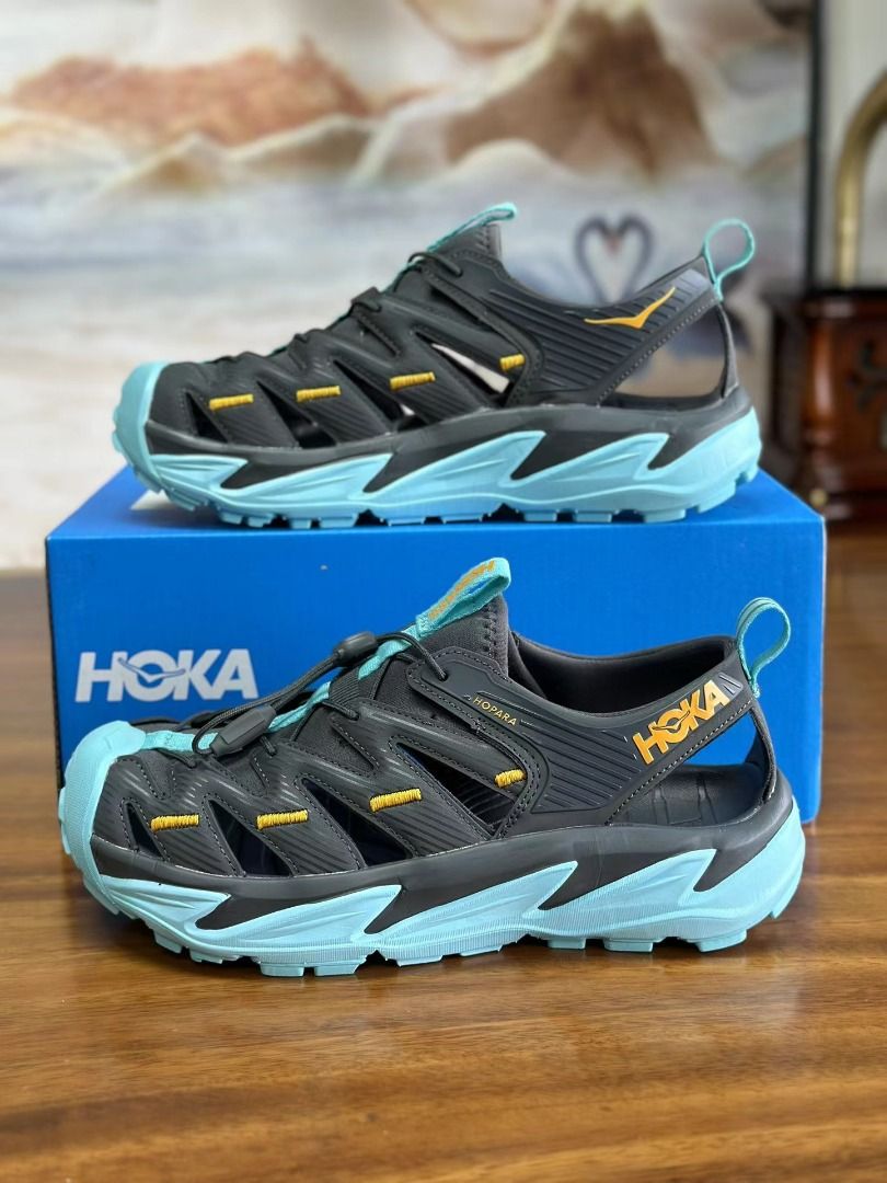正品保證】👟HOKA ONE ONE Hopara 運動徒步溯溪涼鞋女款灰藍, 男裝, 鞋