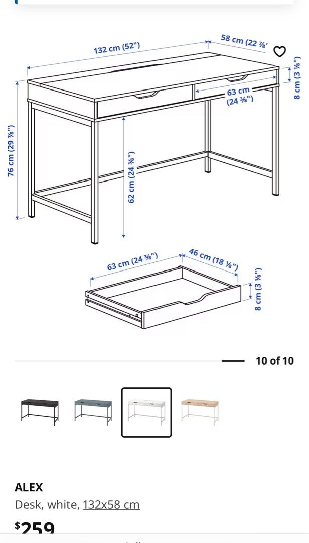 IKEA Alex Study Table with drawers, Furniture & Home Living, Furniture ...