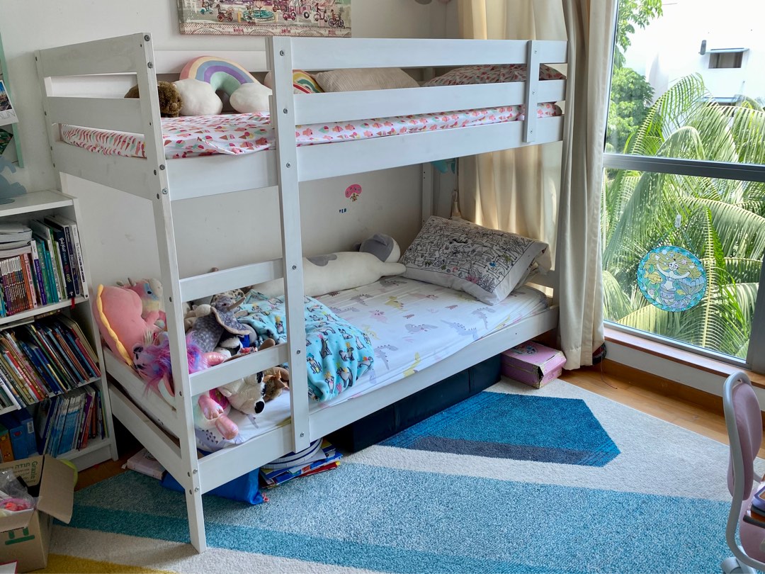IKEA Mydal bunk bed white two mattresses Furniture Home