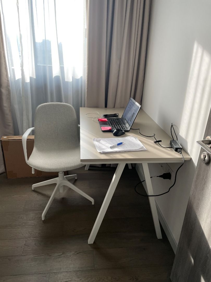IKEA TROTTEN Desk, beige/white, 160x80 cm incl. Chair IKEA TROTTEN Desk, beige/white, 160x80 cm incl. Chair