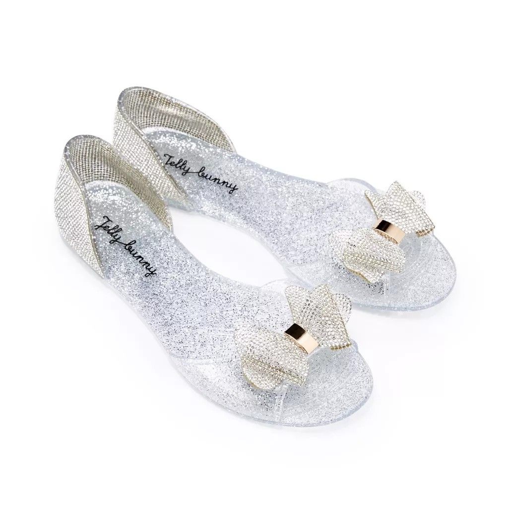 Glitter jelly slide sandals cheap