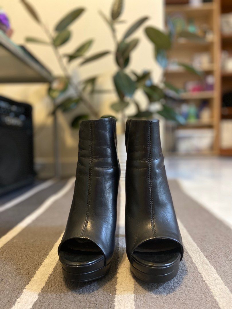 Wedge open toe best sale ankle boots