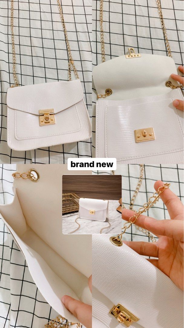 Korean style white sling bag on Carousell