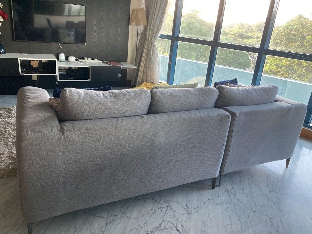 L shape sofa with coffee table, Furniture & Home Living, Furniture