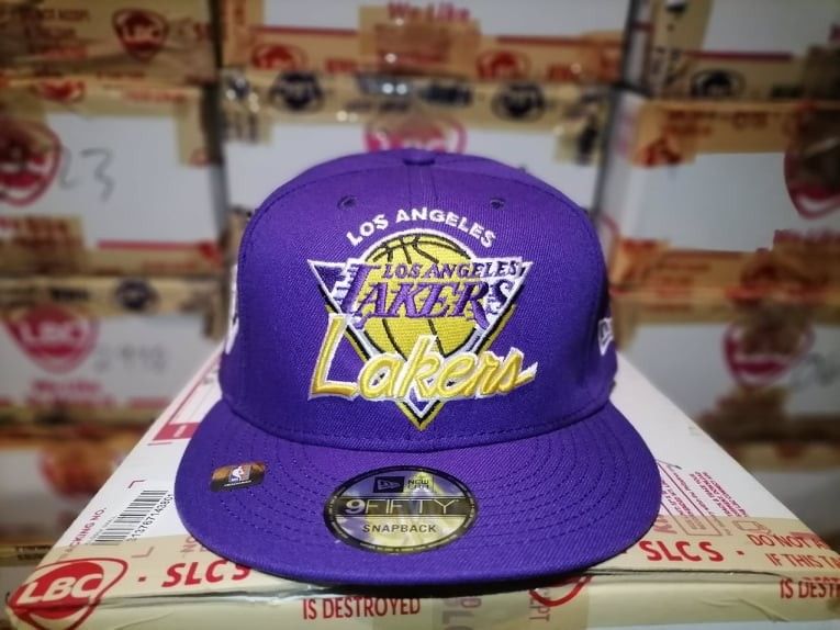 LA Lakers Side Font Purple 9FIFTY Snapback Cap