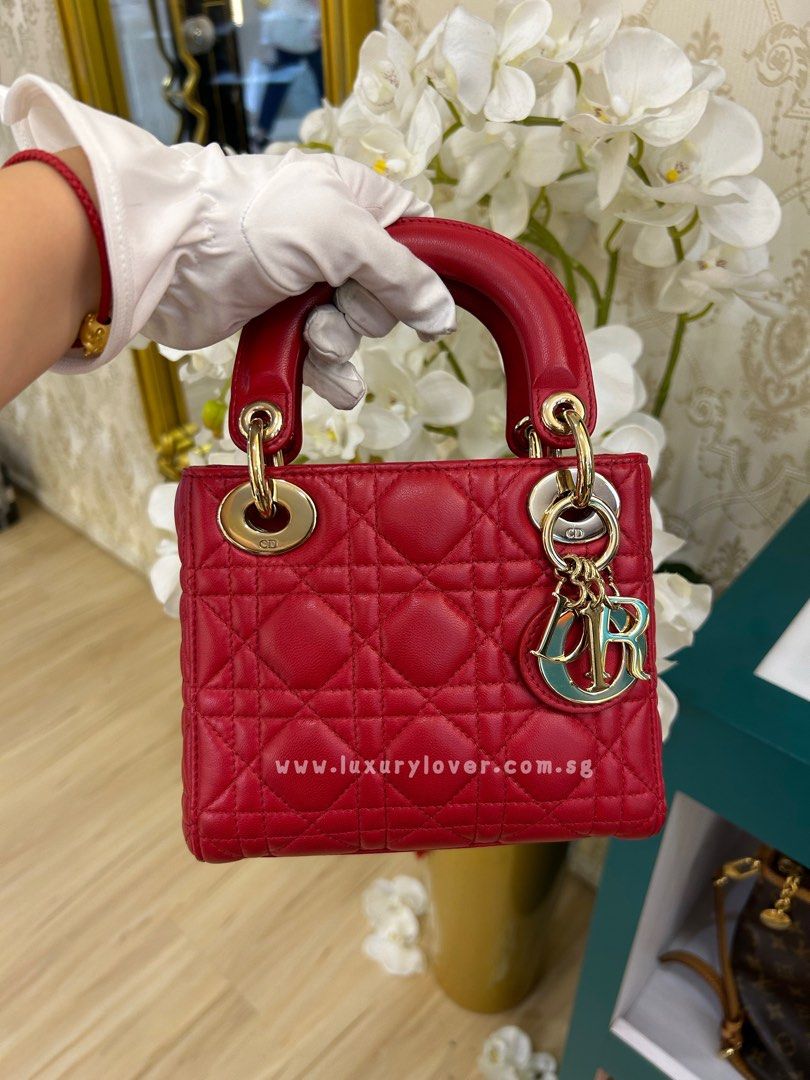 Red mini lady new arrivals dior bag