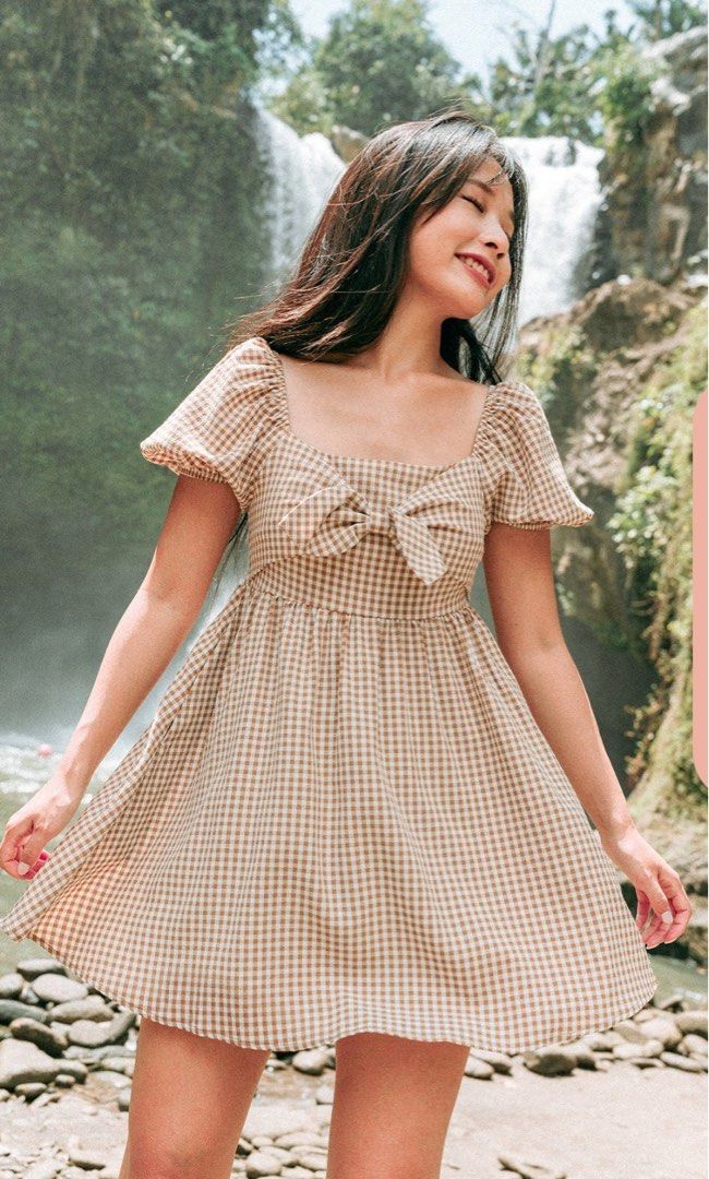 gingerbread gingham mini dress For Love & Lemons Gingerbread Gingham Dress