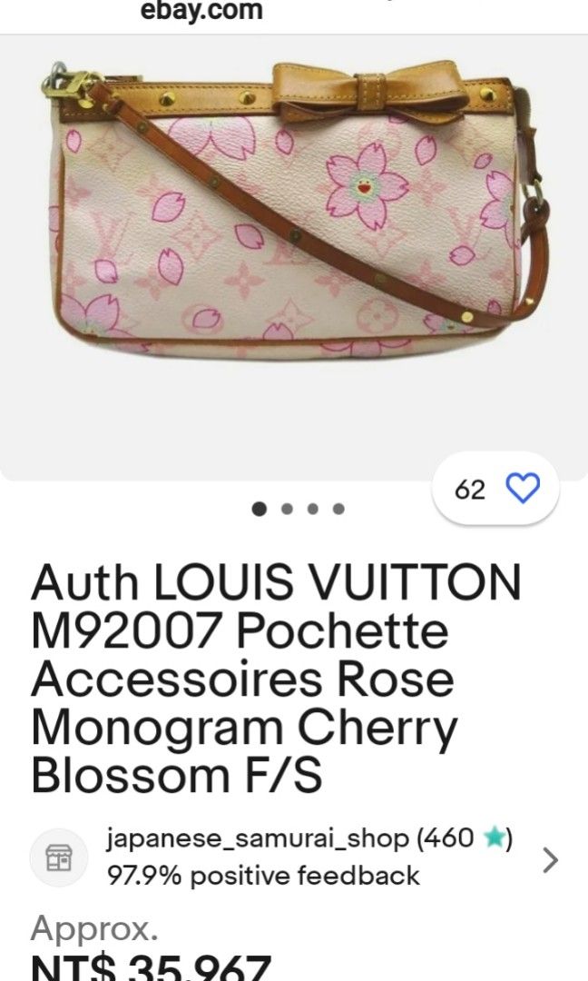 Auth LOUIS VUITTON M92007 Pochette Accessoires Rose Monogram Cherry Blossom  F/S
