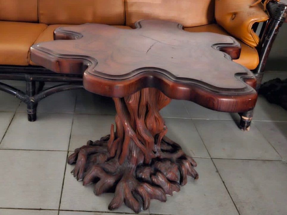 Meja kayu Jati Carved Wood Side Table on Carousell