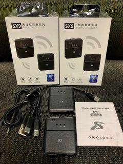 MICROPHONE WIRELESS SX9 TYPE C 2 IN 1 TYPE C CABLE / USB C TO C CABLE COMPLETE WITH AUDIO JACK AND ALLOY BOOK