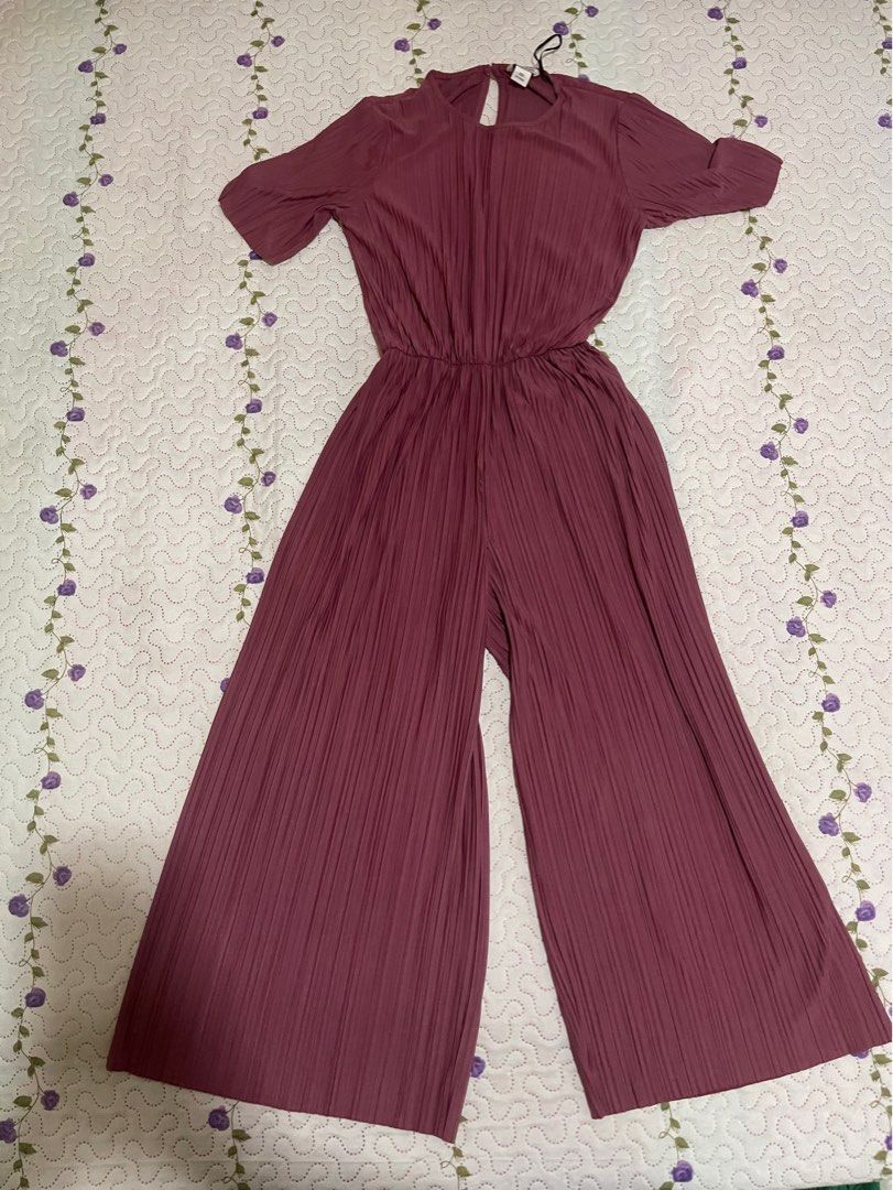 monki pleated jumpsuit pink