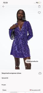 MOS h&m purple sequin wrap over dress