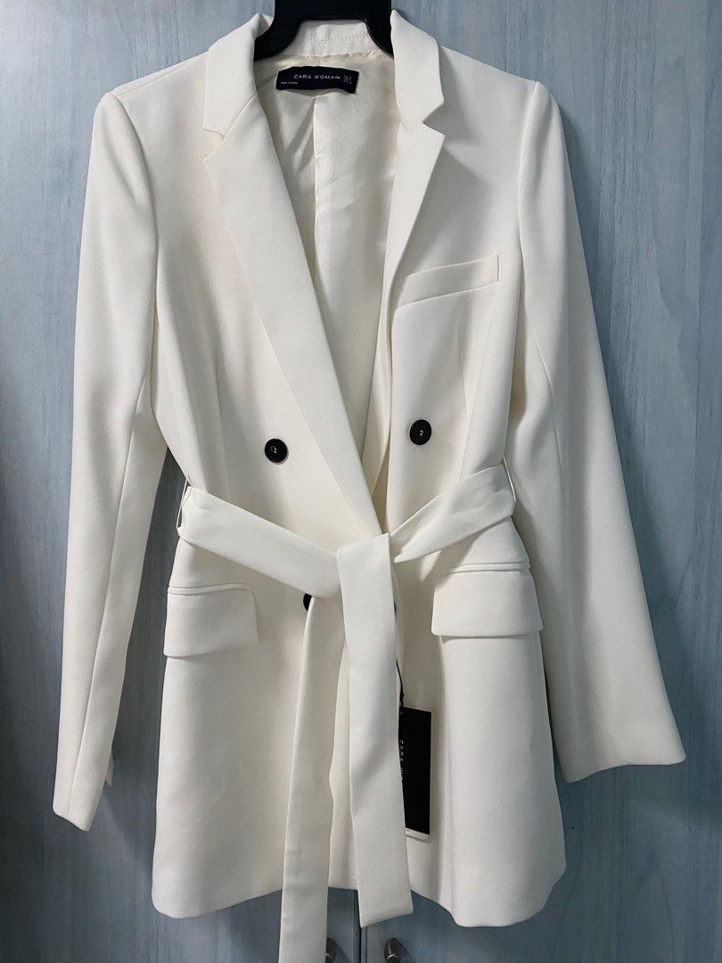 White blazer with black best sale buttons