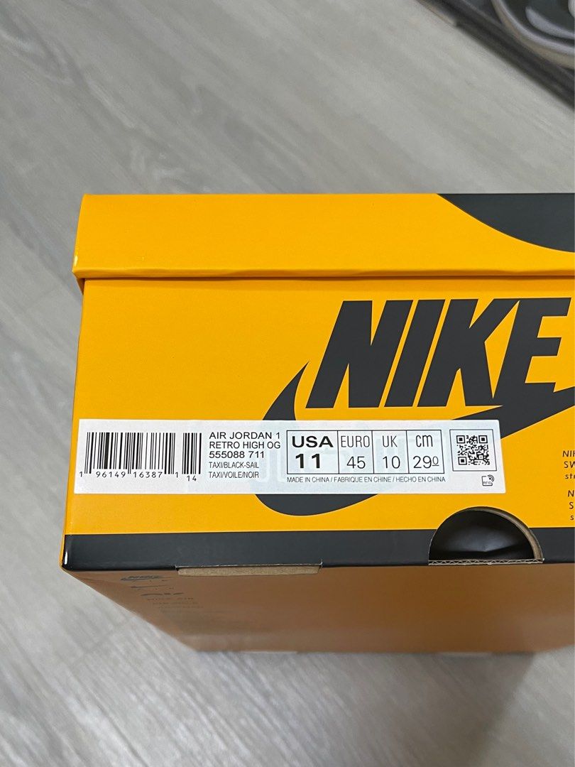 Nike Air Jordan 1 Retro High OG Yellow Toe Taxi 黑黃腳趾 555088-711 / US11 29cm
