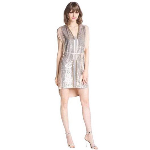 NWT French Connection Pink Gray Sequined Embellished Evening Dress