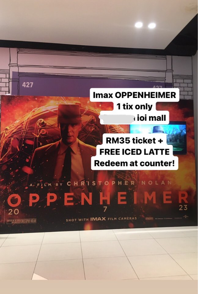 OPPENHEIMER IMAX TICKET PUTRAJAYA IOI MALL, Tickets & Vouchers, Event