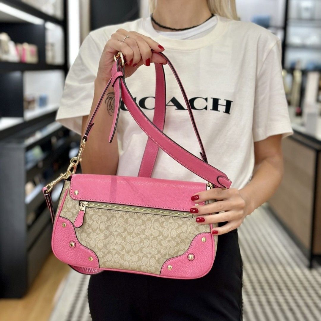 Coach shoulder bag online pink