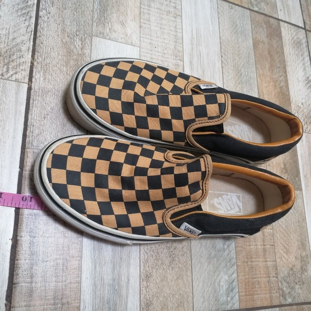 Original Vans Slides Shoes Sneakers Black Orange Checkered used