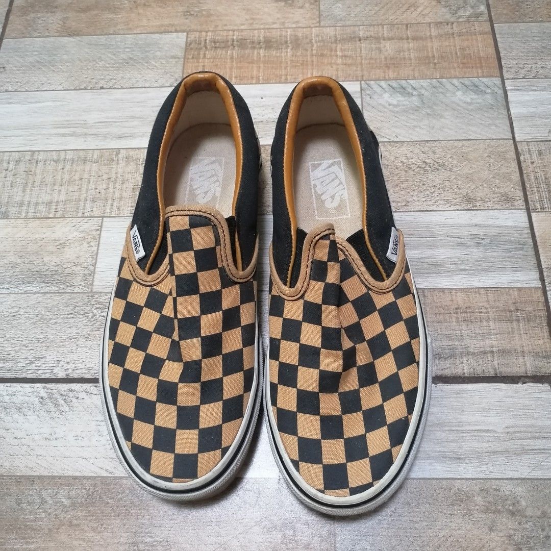 Black and orange checkered vans outlet