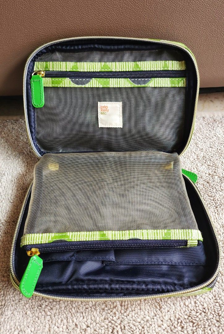 Orla kiely green travel makeup organizer pouch