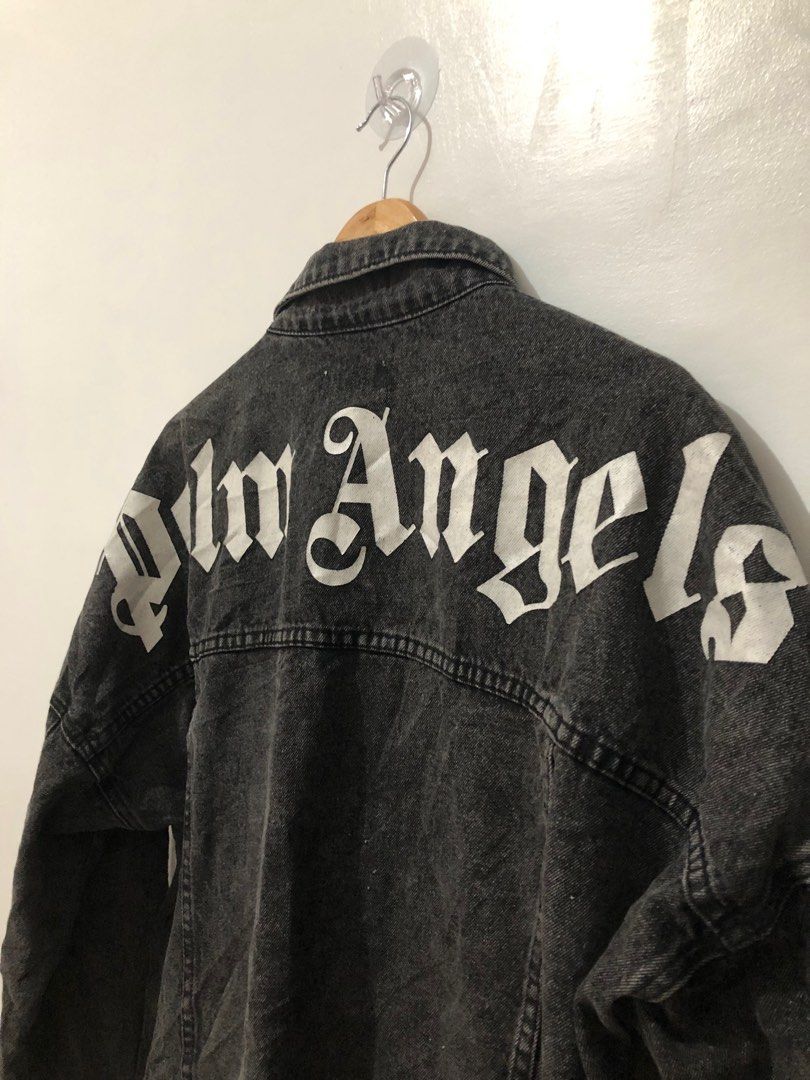 PALM ANGELS DENIM JACKET (Category: Coats, Jackets and Outerwear) located in Naga. Submitted by sislovesme (Listing ID 1243957727, Image 3). Description: •9.5/10 CONDITION •ISSUE CHECK THE LAST 2 PICS SCRATCH PINHOLE •WIDTH 23.5 INCHES •LENGHT 27.5 INCHES •MED OVERSIZED.