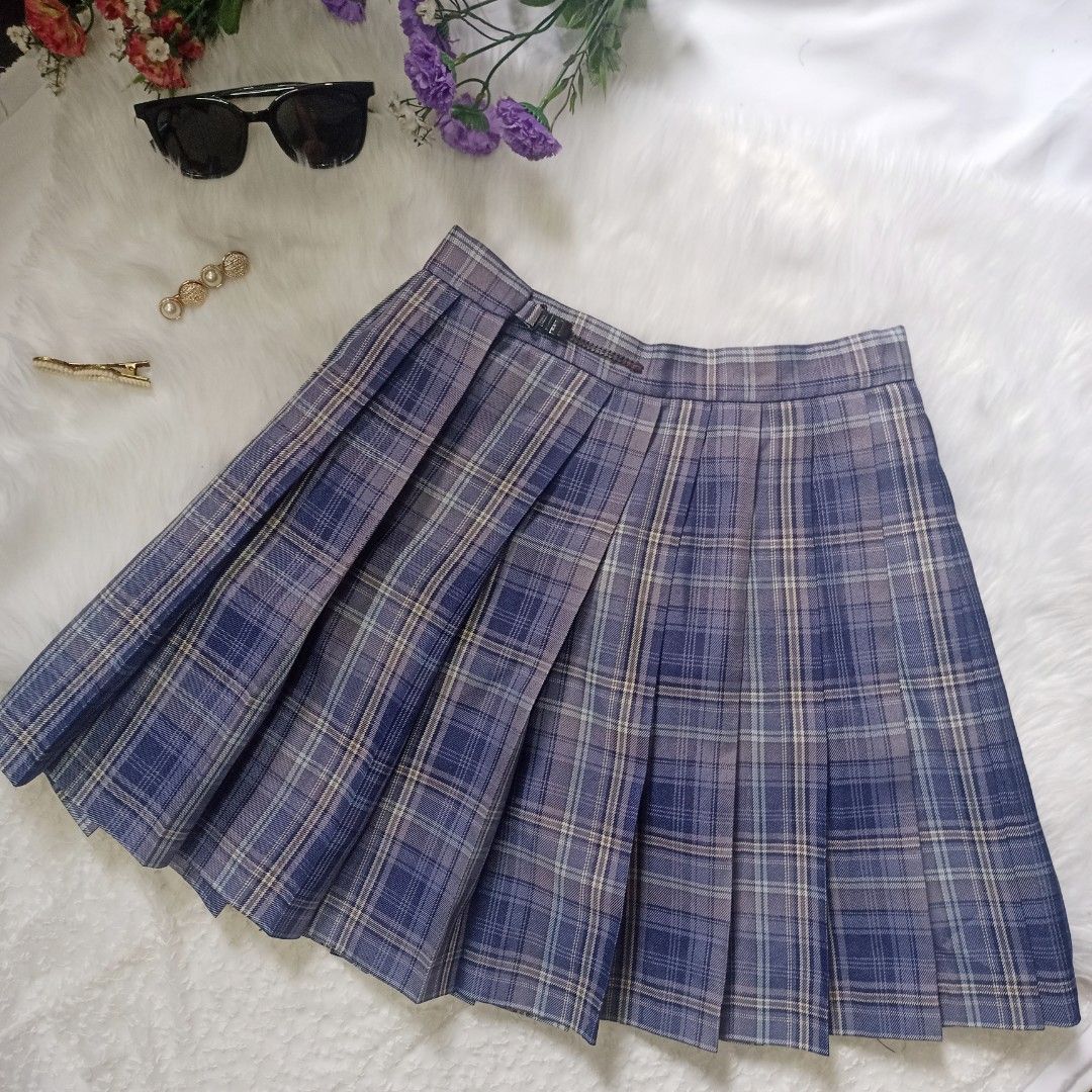 Elegant Pastel Purple Plaid Skirt