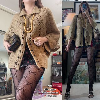 Poncho p23  | cover up | cardigan | crochet | tweed | leather