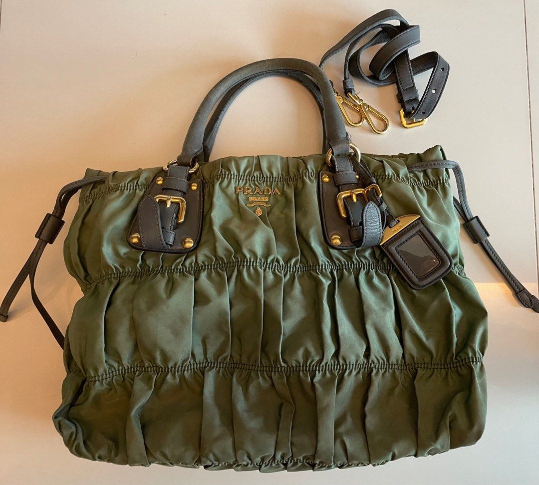Green prada store nylon bag