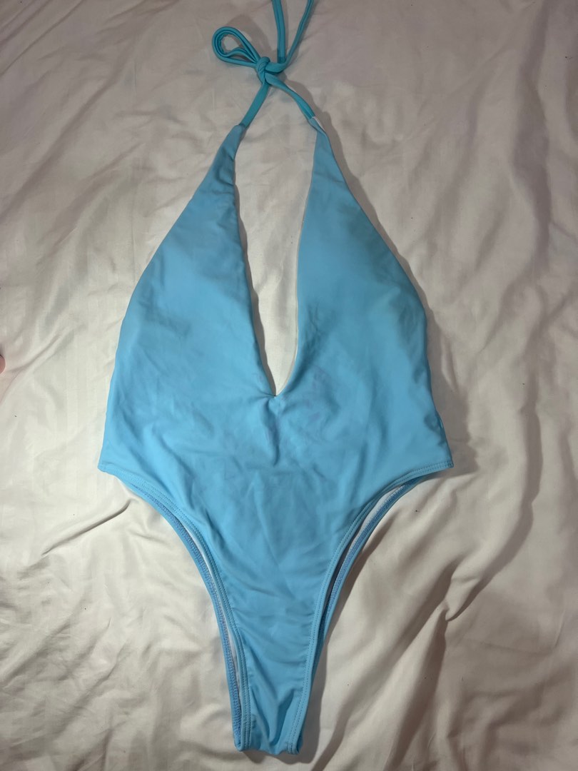 Preloved Shein Blue One Piece Bikini Swimsuit, Women's Fashion
