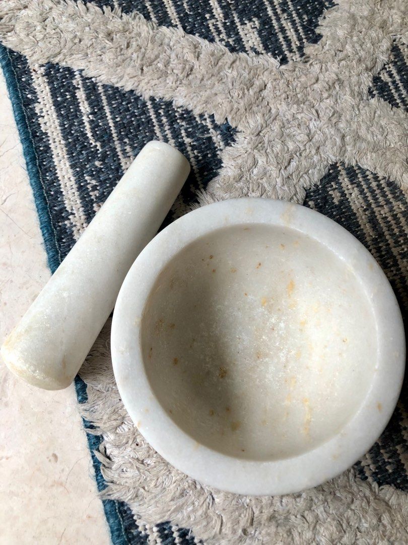 Quartz marble mortar and pestle, Furniture & Home Living, Kitchenware