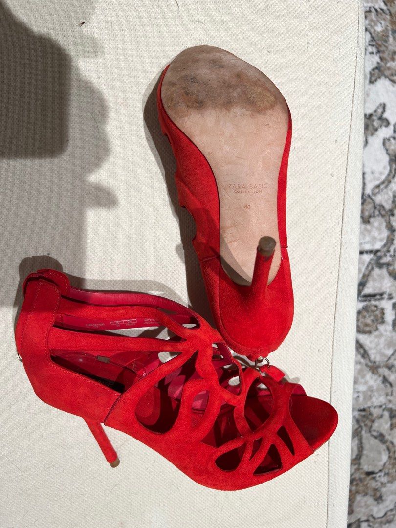 Red velvet stilettos on sale